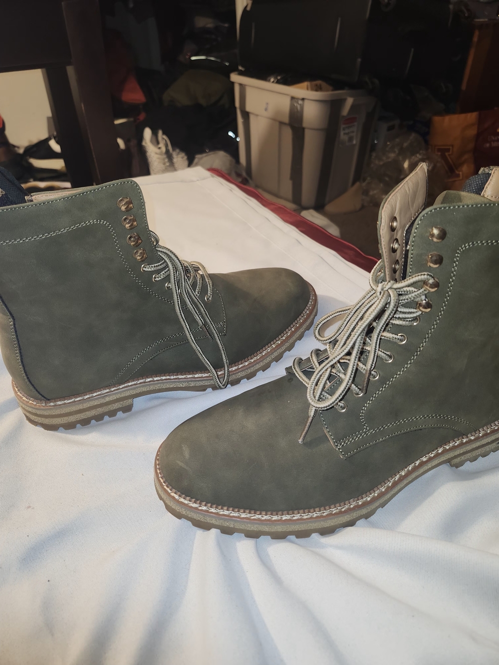 Steve Madden Olive Green Lace-Up Suede Work Boots